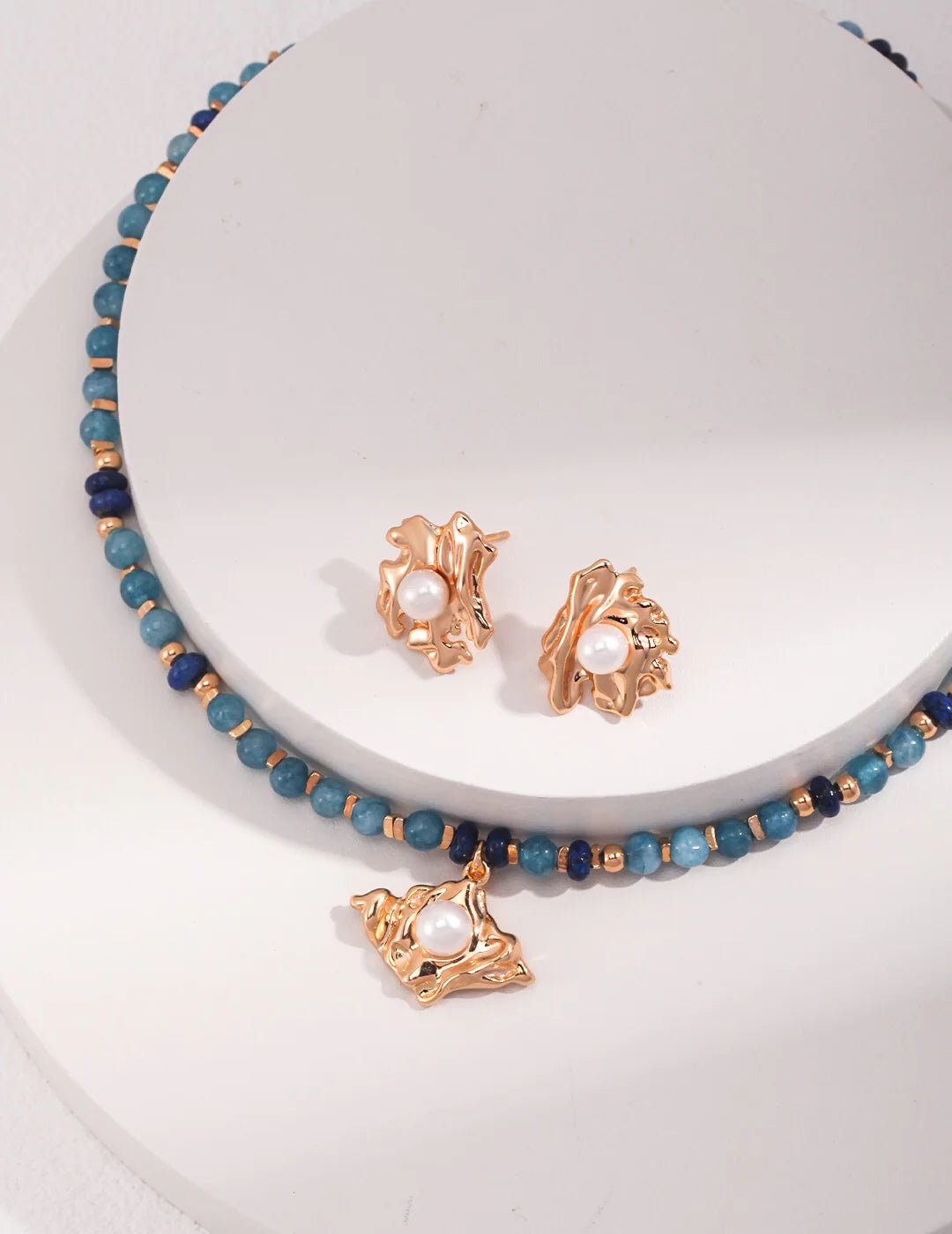 "Songe Royal" Collier luxe en Perles de Lapis-Lazuli et Or Vermeil