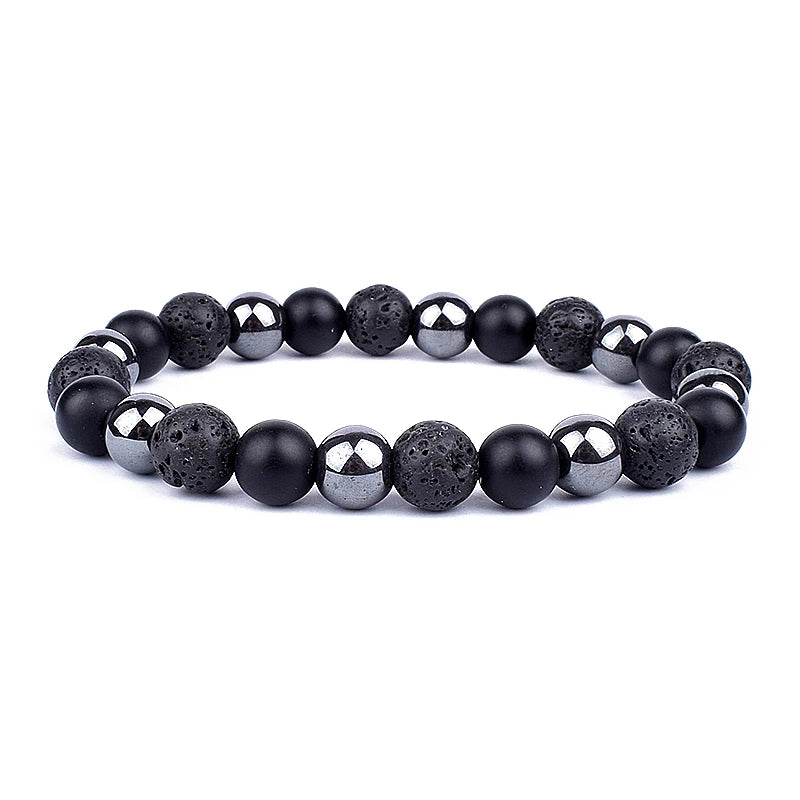 "Force Triple" Bracelet Œil de Tigre, Hématite et Obsidienne : protection, équilibre et énergie