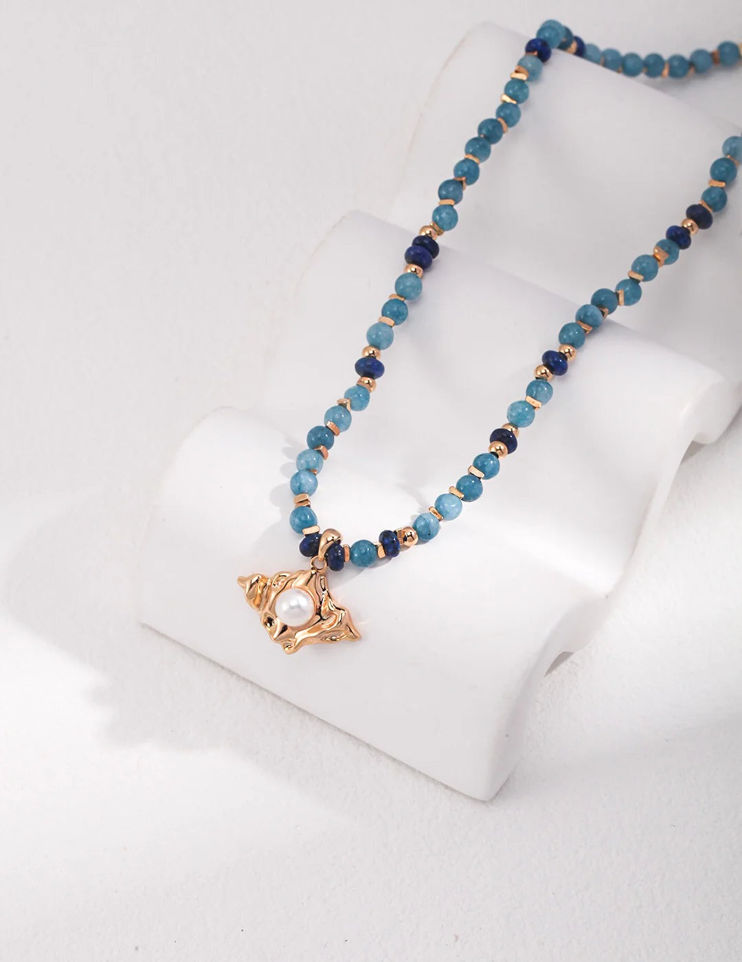 "Songe Royal" Collier luxe en Perles de Lapis-Lazuli et Or Vermeil